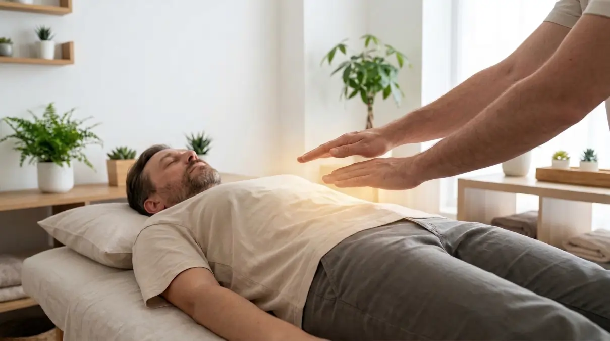 Magnétiseur en soin sur un patient — illustration